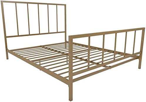 DHP Stella Bed with Metal Frame, Gold, Queen