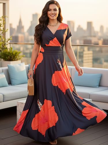 Image of KOH KOH Womens Long Modest Floor Length Flowing Summer Print Maxi Dress