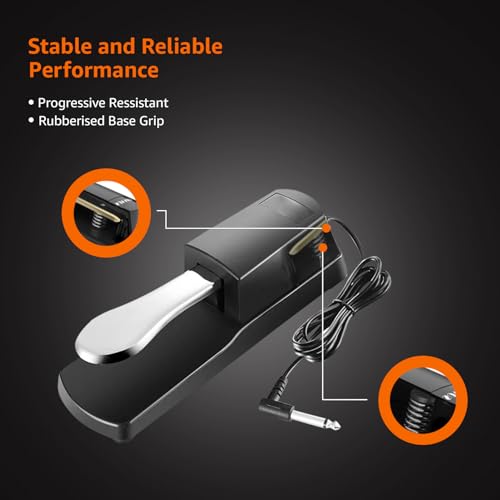 Image of Amazon Basics Universal Sustain Pedal for Digital Pianos and Keyboards - Durable Metal Construction with Polarity Switch