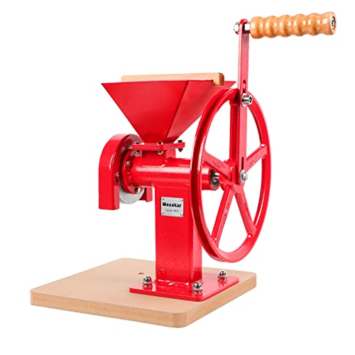Mosakar MHCGM-RED Hand Crank Grain Mill - Red. Exclusive Click & Lock Adjustment Knob, Make Fine Flour. Stainless Steel Grinding Burrs. Wheat And Corn Grinder. Peanut Butter Maker thumb #1
