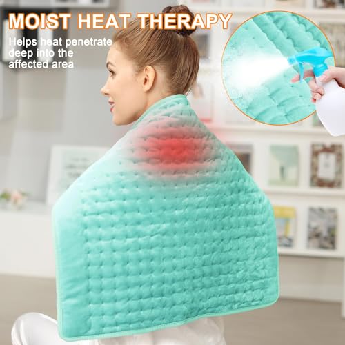 Image of Deepsoon Heating Pad,Electric Heating Pads for Back,Neck,Moist Heating Pad for Abdomen Shoulder Knee Legs,Dry /Moist Heat&Auto Shut Off,Mother's Day Birthday for Men and Women,Light Green,24x20 Inch