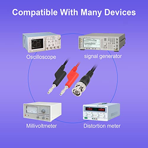 Image of 4.2Ft BNC Male to Stackable Dual Banana Plug Test Lead Coaxial Cable for Oscilloscope