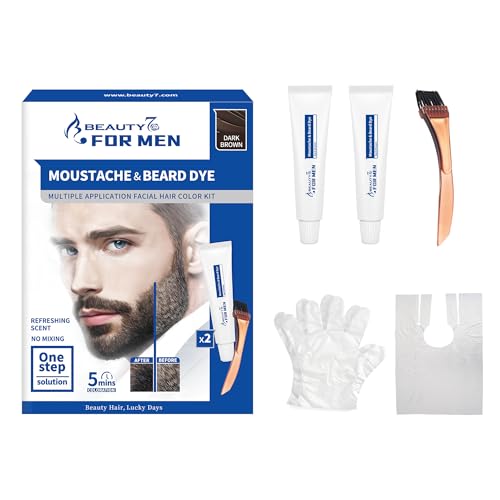 Kit de Tinte para Barba y Bigote - Cubre Canas Gris, Marrón Oscuro
