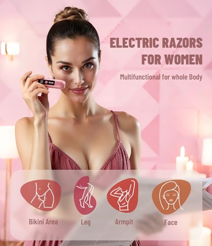 Image of Dual Head Electric Bikini Trimmer for Women: IPX7 Waterproof Lady Shaver with LED Display - Rechargeable Pubic & Body Hair Razor - Rococo Pink