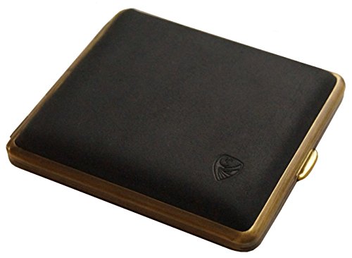 Preisvergleich Produktbild GERMANUS Zigarettenetui, Made in Germany, Wildes Rind, schwarz, 85 mm