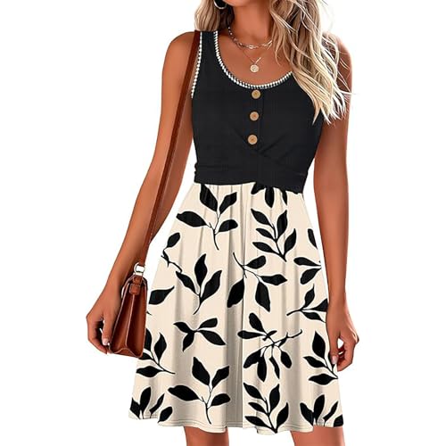 Robe femme été col en V taille haute trapèze à motif floral