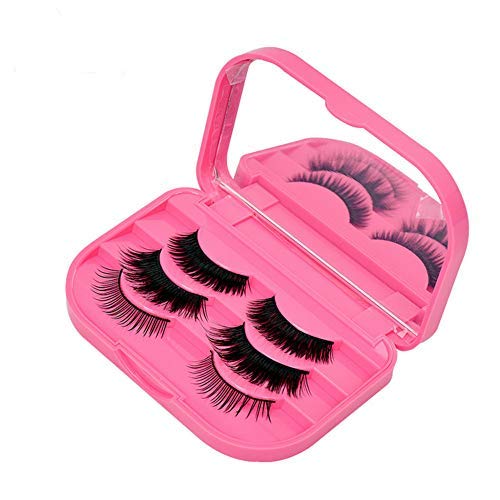 Yiqiyi Cosmetic Case Empty Eyelashes Storage Case With Makeup Mirror Holder Box Fake Eyelash Packing Travel Storage Case Eyelashes Bag(Rose Pink) #TOP2