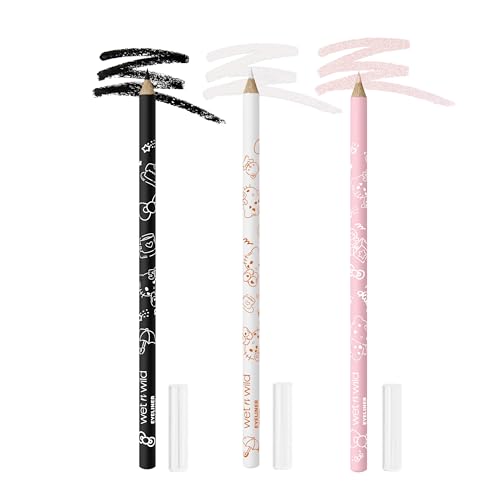 wet n wild Hello Kitty 3-Piece Eyeliner Pencil Set, Multi-Functional Smooth Creamy Versatile Application, Long-Wearing Finish, Cruelty-Free & Vegan