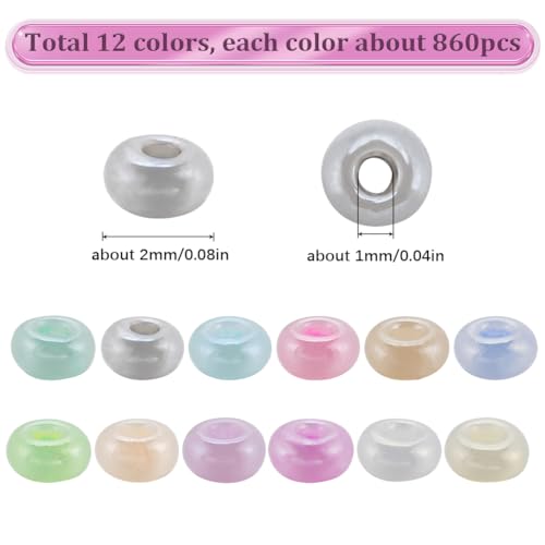SUNNYCLUE 1 Box 9600Pcs Glass Seed Beads 2mm Mini Pony Beads 11/0 Small Pony Beads Seed Bead Bulk Round Pony Bead Waist Beads Glass Beads for jewellery Making Beading Kits DIY Bracelets Necklace - Image 2