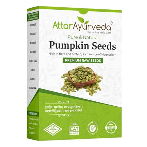 Image of Attar Ayurveda Raw pumpkin seeds for eating (250 grams) | Protein and Fiber Rich Superfood | Unsalted, unroasted