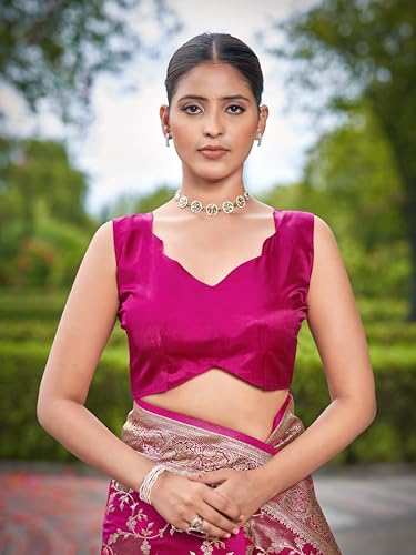 MANOHARI rani pink banarasi silk saree – image 7