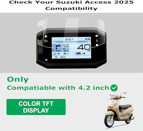 Image of OHAYO 9H Hard Screen Protector for Suzuki Access 125 2025 Ride Connect TFT Display | 5 Inch Color Instrument Cluster Guard | Scratch Resistant, Anti Fingerprint, Bubble-Free | Military Strength Speedometer Protection Film (Pack of 1)
