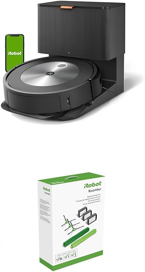 Bundle of iRobot Roomba j7+ (7550) Self-Emptying Robot Vacuum + iRobot Authentic Replacement Parts - Replenishment Kit