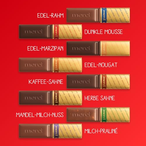 merci Finest Selection Große Vielfalt – 1 x 250 g – Erlesene Schokoladen-Spezialitäten – Gefüllte und nicht gefüllte Pralinen