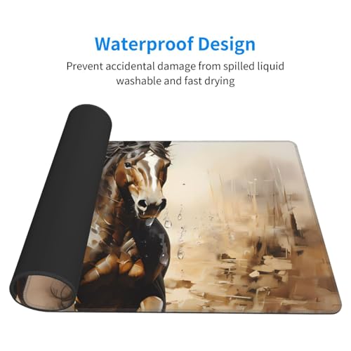 Tapis de souris grand format adhérence maximale HYTTER motif cheval pour bureau