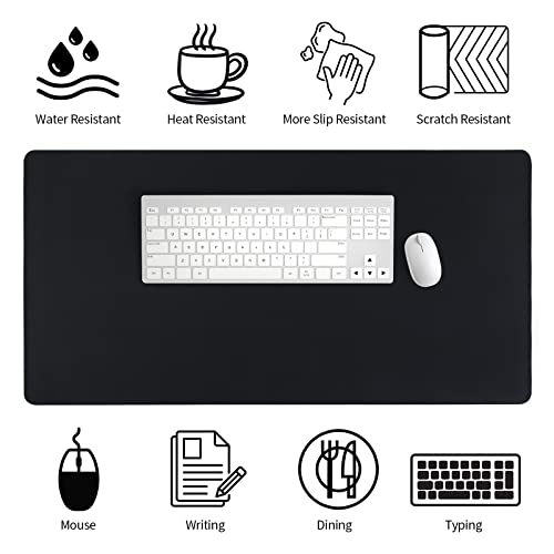 Image of Bloss Leather Desk Pad, Non-Slip Desk Protector Mat, Black (15.7 x 31.5 Inches)