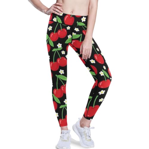Leggings capri deportivos para mujer con control de abdomen mallas de yoga flores de cerezo