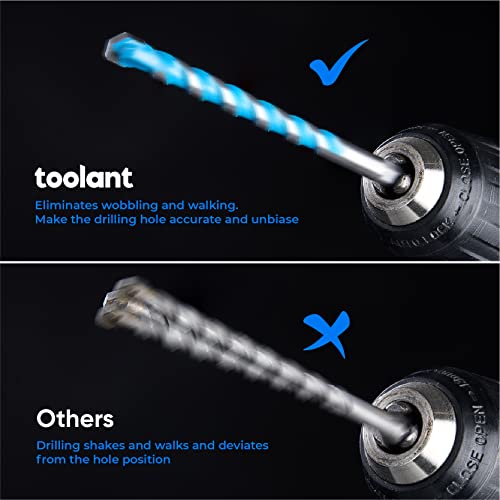 Image of toolant 1 /2 inch Concrete Drill Bit Set & Masonry Drill Bit Set, Shockproof Hex Shank Hammer Drill Bit Set for Glass /Brick /Plastic /Cement /Tile, Industrial Strength Carbide Drill Bit Tip 1 /2 inch Box of 5