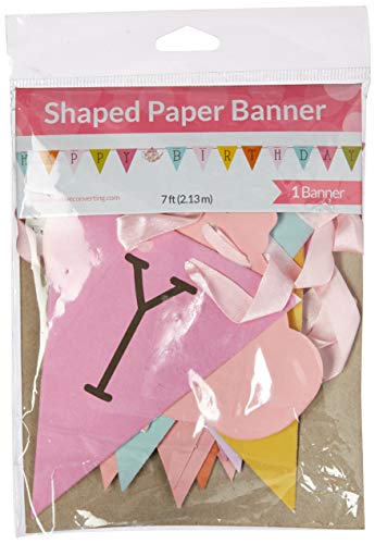 Creative Converting Balloons Tea Time Party Happy Birthday Ribbon Banner, One Size, Multicolor