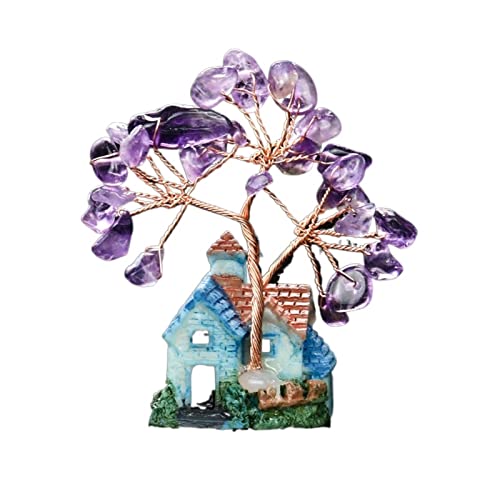 xuejuanshop Cristales de sanación Árbol Natural Cristal de Cristal Cuarto Curación Ornamentos minerales Árbol de la Vida Decoración del hogar Lucky Money Tree Árboles Artificiales