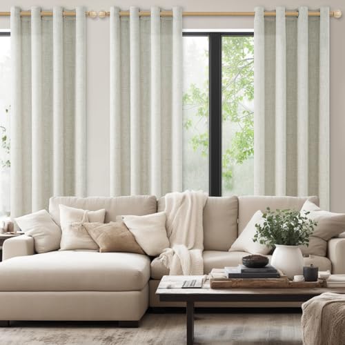 CUTEWIND Vorhang Leinen Halbtransparent Vintage Wohnzimmer Landhaus Gardine Fenster Stores Gardinen Schals mit Ösen 2er Set Vorhänge… – Ansicht 5