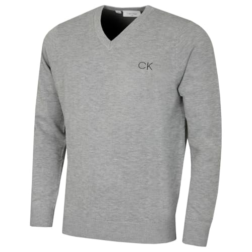 Calvin Klein Mens V-Neck Tour Golf Sweater - Silver - XXXL
