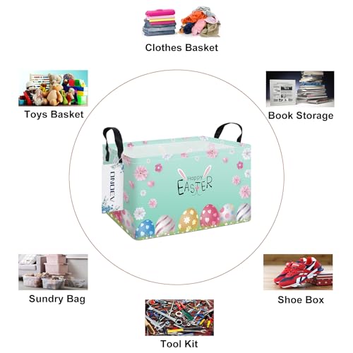 Image of Rectangular Easter Eggs Storage Basket,toy Organization Bin,Versatile Clothes Container,Gift Hamper for Girls and Boys(Easter)