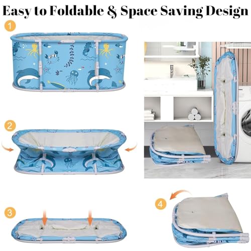 Image of Bath tub for adult for bathroom Tub for Home SPA, Maintains Hot & Cold Temperature, Thickened Layer for Hot and ice bath tub for adults, Family Size portable bathtub for adults (Fish)