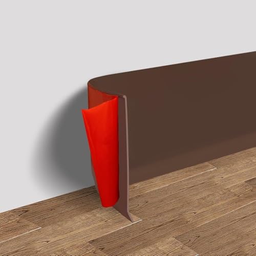 Honseadek Rodapié de PVC suave de 4 m x 10 cm para mejoras del hogar, flexible para fácil instalación, borde de plástico con diseño de borde en L integrado, ideal para Wal (marrón oscuro)