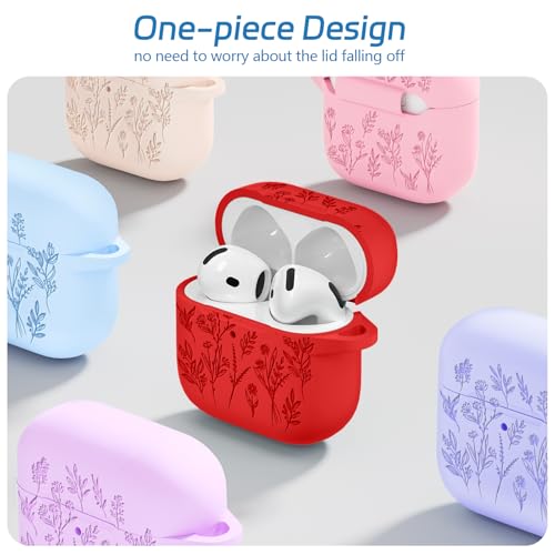 Image of for Airpods 4 Case, Ekoonpft Flower Engraved Cases for Apple AirPods 4th Generation 2024, Soft Silicone Cover for Women Girly with 3-in-1 Cleaner Kit, Keychain, Military Grade Protection