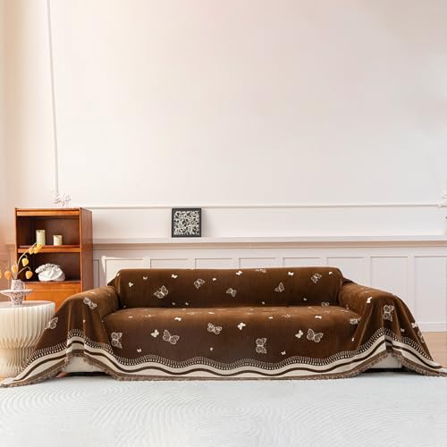 59# Butterfly Brown chenille sofa throw cover color option