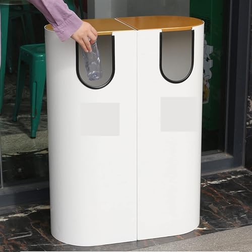 Large Outdoor Trash Can with Gold Lid - Durable Waste & Recycling Bin for Business, Ideal Indoor/Outdoor Garbage Container, Heavy-Duty Design for High Capacity