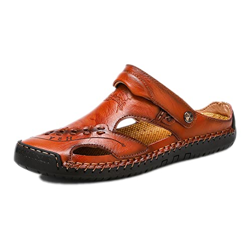 MATERUIEYES Men's Summer Outdoor Sandals Leather Breathable Casual Footwear Large Size