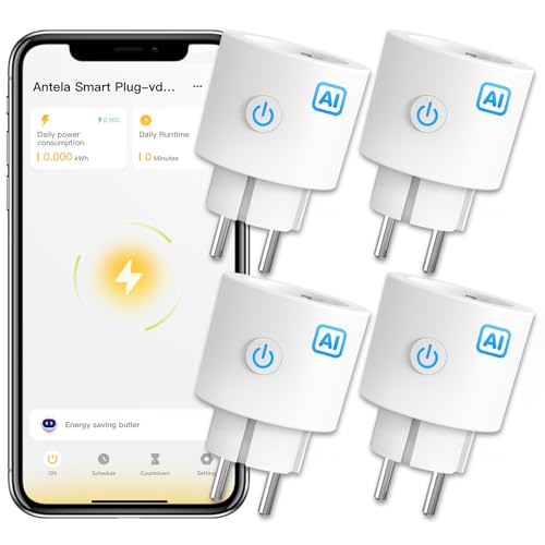ANTELA WLAN Smart Steckdose AI mit Strommessung Elektrizitätsrech...