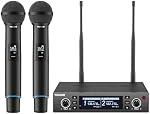 TONOR Karaoke Microphone System, 2x100 UHF Metal Cordless Dynamic Mic Set, Auto Scan & Pair Professional Rechargeable Wireless Mic for Singing, Wedding, Karaoke, Church, Meeting, DJ, 328ft