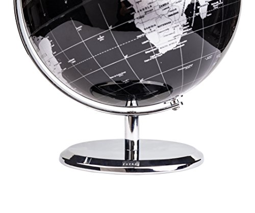 Exerz 8" World Globe Black - Stainless Steel Arc And Base - Educational/Geographic/Modern Desktop Decoration - Metallic Black #TOP7