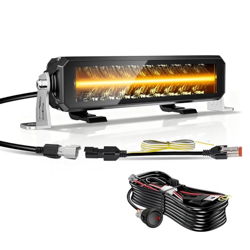 CO LIGHT 10 Zoll Light Bar Auto 70W 14000LM Led Arbeitsscheinwerfer Led 12v E GeprüFt IP68 Mit WeißEn Bernsteinfarbenen Tagfahrlichten Für 4x4 LKW Auto ATV Buggy Traktor