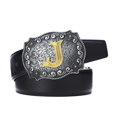 Image of HUABOLA CALYN Belt Buckle Men, Western Cowboy Rodeo Small Alphabet Letter ABCDMRJ to Z Initial Belt Buckles for Women