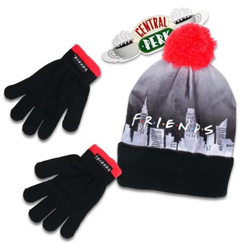 Friends ensemble bonnet et moufles avec marque-page, l'idée cadeau femme idéale pour l'hiver