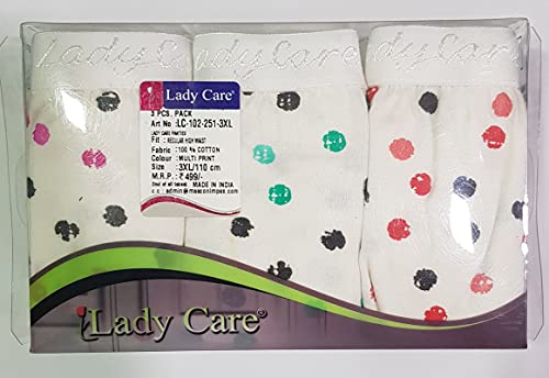 Image of LADY CARE , Panties, Under WEAR, for Women's, Medium Elastic, 3PC Combo Pack, Multi Colour Print, Size M, L, XL, 2XL, 3XL, 4XL, 5XL