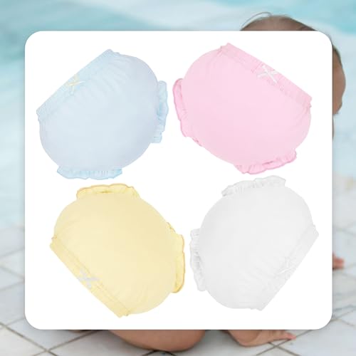 Höschen Packung mit 4 Baby Unterwäsche Kleinkinder Windelhosen Unterwäsch, Komfort Elegant Uni-Farbe mit Prinzessin Rüschen Unterhose Unterwäsche für Baby Mädchen