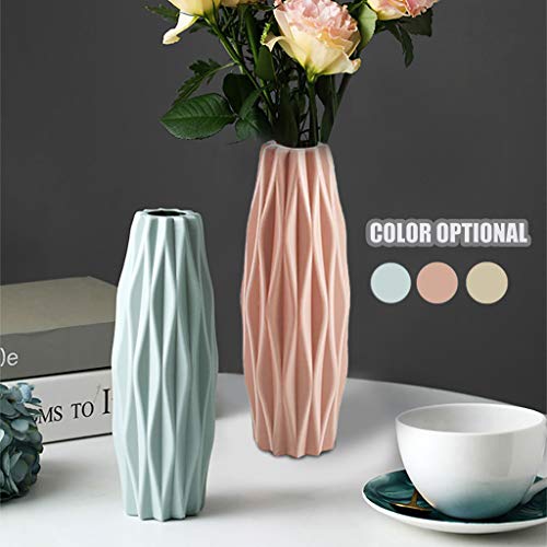 Plastic Vase,8.4" Minimalist Modern Flower Vase,Ribbed Textured Decorative Vases,Cylinder Vases for Pampas Grass,Bud Vase for Centerpieces Home Decor Table Wedding Living Room Bouquet - image 5