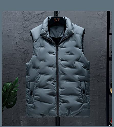 RFEGEF Weste Herren Outdoor,Herren Body Warmer Weste Hellgrün Fashion Prägung Stehkragen Freizeitjacke Mantel Weste Weich Leicht Outdoor Winddicht Ärmellos Warm Wattierte Gilets Mantel,L Cover