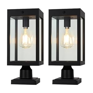 Solar Lamp Post Light Outdoor Waterproof,Solar Post Light for 4×4 Wooden Posts,Solar Post Light Outdoor for Pillars,Garden,Patio,Entrance,Matte Black,4.6in,2 Pack