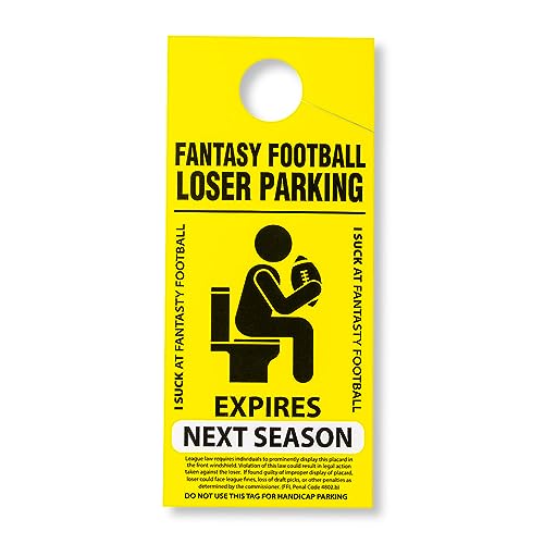 TrophySmack Fantasy Football Loser Parking Placard, Last Place Award - Yellow Parking Placard
