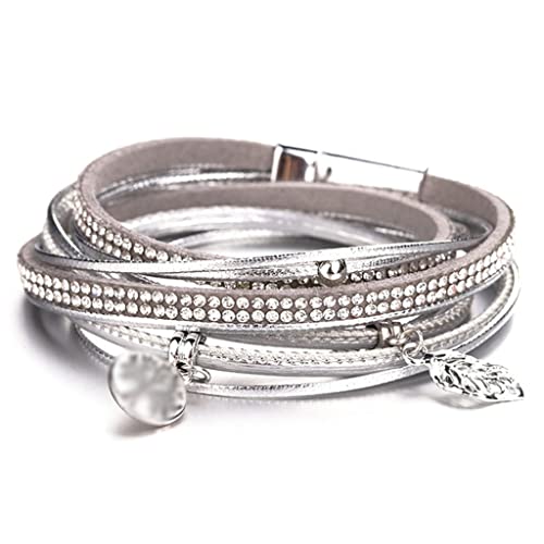Pulseras Mujer Boho Multicapa Pulseras De Cuero Brazaletes Mujer (Tamaño : 1)
