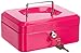 Produktbild PAVO Premium-Geldkassette aus Metall mit 2 Schlüssel und abnehmbaren Tablett, 20,30 cm (8 Zoll)  pink-p rose