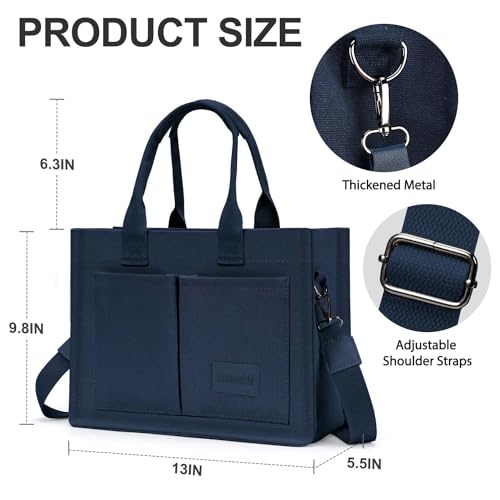 Image of Canvas Tote Bag for Women with Pockets Crossbody Bag Tote Shoulder Handbags Casual Work Bags Everything Tote Bag