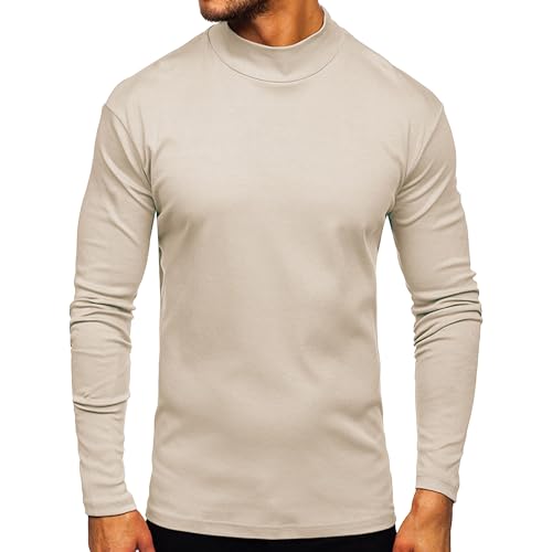 Maiyifu-GJ Mens Half Turtleneck Long Sleeve Pullover Slim Fit Basic Designed Undershirt Stretch Slim Fit Sweaters