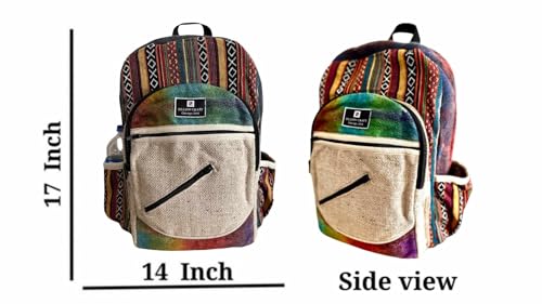 Zillion Craft strong back pack made from natural hemp. Hand made Bohemian style large size back pack for college laptop travelling.3